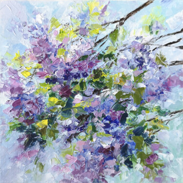 Pintura titulada "Lilac impressionist…" por Olya Grigorevykh, Obra de arte original, Oleo Montado en Cartulina