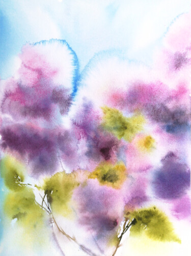 Painting titled "Lilac bouquet. Abst…" by Olya Grigorevykh, Original Artwork, Watercolor