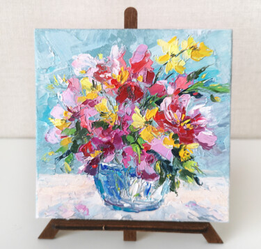 Картина под названием "Bright flowers. Bou…" - Olya Grigorevykh, Подлинное произведение искусства, Масло