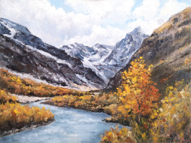 Painting titled "Mountain landscape…" by Olya Grigorevykh, Original Artwork, Oil