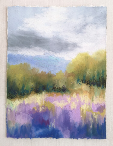 Painting titled "Lavender field land…" by Olya Grigorevykh, Original Artwork, Pastel