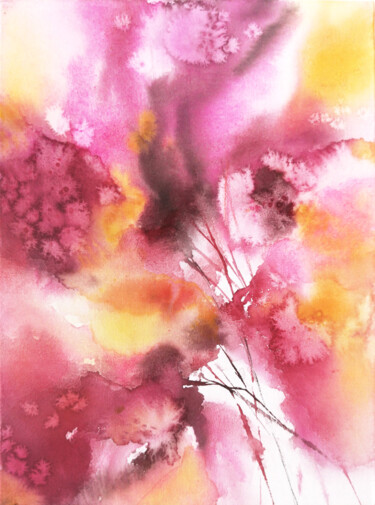 Картина под названием "Abstract flowers. P…" - Olya Grigorevykh, Подлинное произведение искусства, Акварель