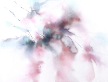 Pintura intitulada "Soft pink and blue…" por Olya Grigorevykh, Obras de arte originais, Aquarela