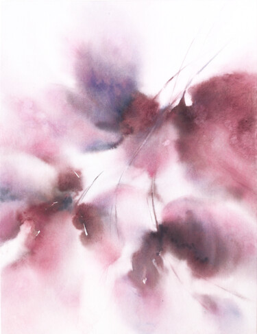 Pintura titulada "Pink abstract flowe…" por Olya Grigorevykh, Obra de arte original, Acuarela