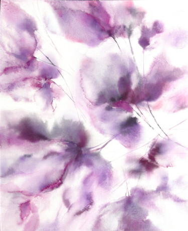 Painting titled "Abstract flowers in…" by Olya Grigorevykh, Original Artwork, Watercolor