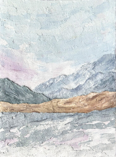 Pittura intitolato "Mountain landscape…" da Olya Grigorevykh, Opera d'arte originale, Gesso