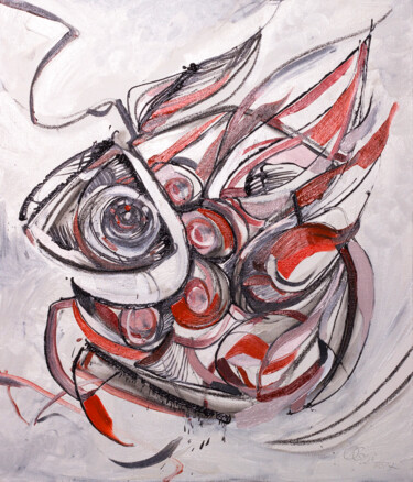 Картина под названием "Fish Graphics" - Olya Kartavaya, Подлинное произведение искусства, Масло