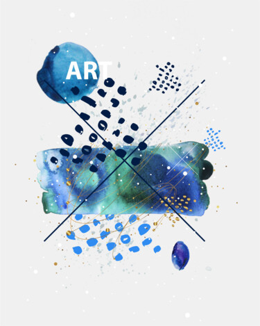 Collages intitolato "Watercolor abstract…" da Olya Kartavaya, Opera d'arte originale, Lavoro digitale 2D