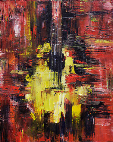 Peinture intitulée "Guitar jingle" par Olya Kartavaya, Œuvre d'art originale, Huile Monté sur Châssis en bois