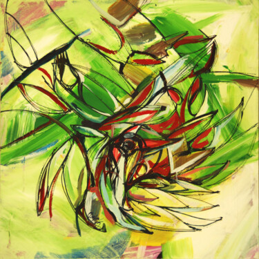 Картина под названием "Tropical birds" - Olya Kartavaya, Подлинное произведение искусства, Акрил