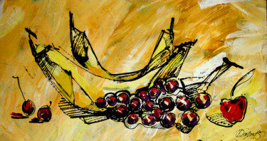 Картина под названием "Bananas and grapes" - Olya Kartavaya, Подлинное произведение искусства, Акрил