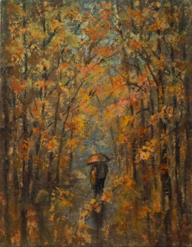 Pintura intitulada "Autumn walk" por Olya Lioness, Obras de arte originais, Óleo