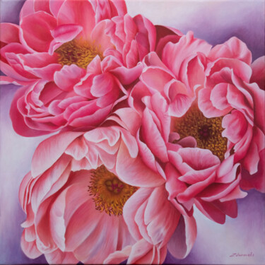 Schilderij getiteld "Peonies" door Olya Zdorovets, Origineel Kunstwerk, Acryl