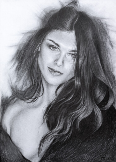 Drawing titled "A girl from your me…" by Olya Zdorovets, Original Artwork, Graphite