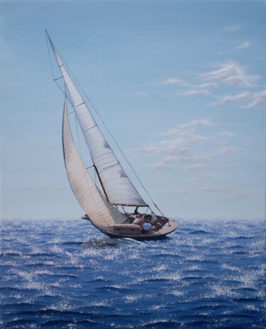 Картина под названием "White sails" - Olya Zdorovets, Подлинное произведение искусства, Акрил