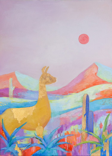 Painting titled "Atacama Road. Chile" by Olya Yatsenko, Original Artwork, Oil