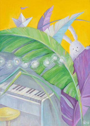 Painting titled "The piano" by Olya Yatsenko, Original Artwork, Oil