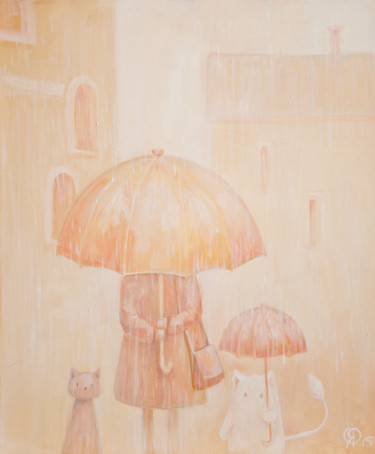 Peinture intitulée "Rain. City. Spring" par Olya Yatsenko, Œuvre d'art originale, Huile