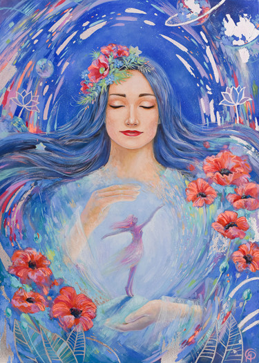 Картина под названием "Meditation Silence" - Olya Yatsenko, Подлинное произведение искусства, Масло