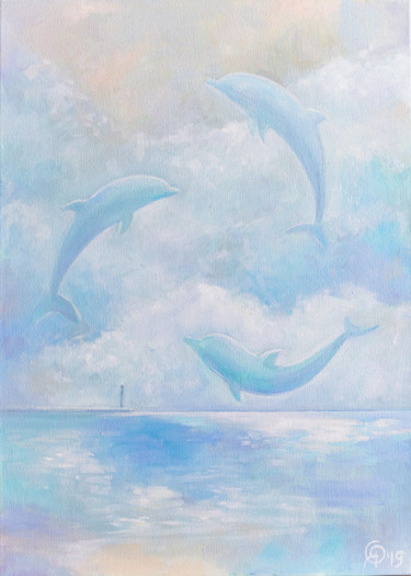 Painting titled "Ocean clouds" by Olya Yatsenko, Original Artwork, Oil