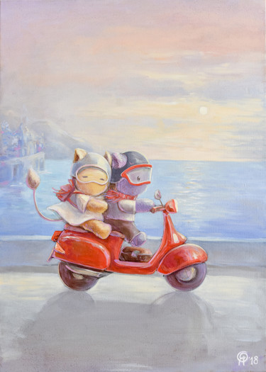 Картина под названием "Time for Adventure" - Olya Yatsenko, Подлинное произведение искусства, Масло