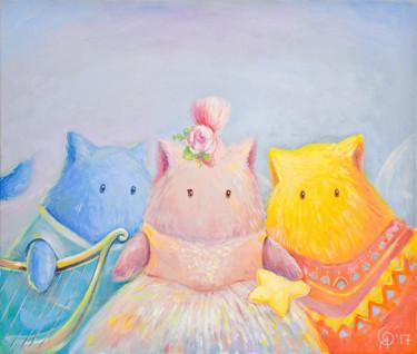 Peinture intitulée "Three Muses. Poohna…" par Olya Yatsenko, Œuvre d'art originale, Huile