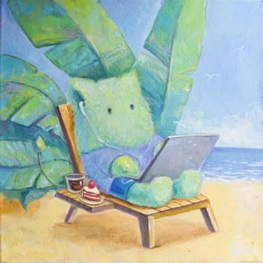Painting titled "Work and relax" by Olya Yatsenko, Original Artwork, Oil