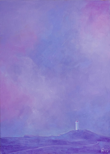 Schilderij getiteld "Sky. Lighthouse. Ic…" door Olya Yatsenko, Origineel Kunstwerk, Olie