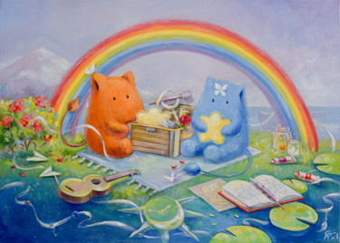 Peinture intitulée "Under the Rainbow o…" par Olya Yatsenko, Œuvre d'art originale, Huile