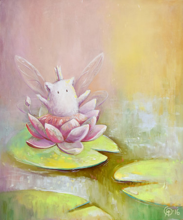 Картина под названием "Water Lily" - Olya Yatsenko, Подлинное произведение искусства, Масло
