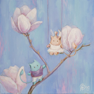 Malarstwo zatytułowany „Magnolias” autorstwa Olya Yatsenko, Oryginalna praca, Olej