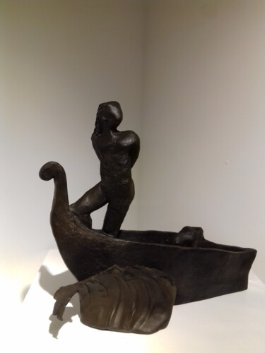Skulptur mit dem Titel "Ulysse résiste" von Olympe, Original-Kunstwerk, Keramik