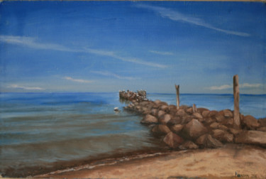 Pittura intitolato "Thuja, pier" da Oleg Ivanishchev, Opera d'arte originale, Olio
