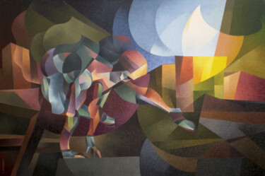 Malerei mit dem Titel "Lunes en la city" von Omar Sorriente, Original-Kunstwerk, Öl