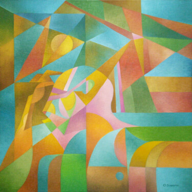 Schilderij getiteld "Testa in movimento" door Omar Sorriente, Origineel Kunstwerk, Olie