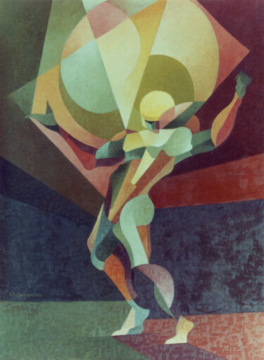 Schilderij getiteld "Atleta" door Omar Sorriente, Origineel Kunstwerk, Olie