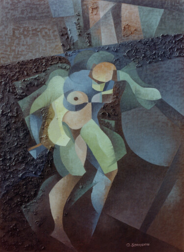 Schilderij getiteld "Figura en movimiento" door Omar Sorriente, Origineel Kunstwerk, Olie