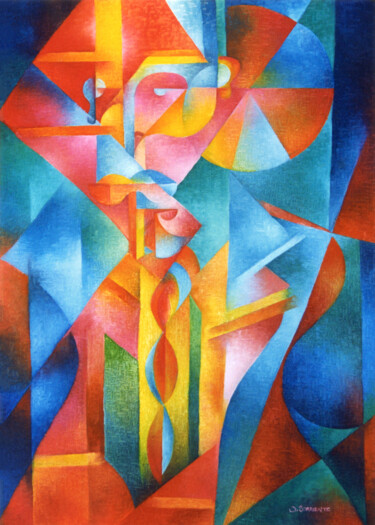 Pintura intitulada "Corbata con hombre" por Omar Sorriente, Obras de arte originais, Óleo