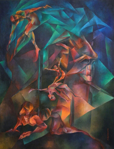 Painting titled "La Creación" by Omar Sorriente, Original Artwork, Oil