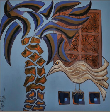 Painting titled "The Night birds" by Omar Yousef Alrashed, Original Artwork, Acrylic