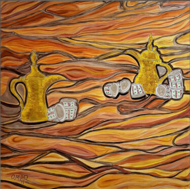 Painting titled "Saudi gold sand and…" by Omar Yousef Alrashed, Original Artwork, Acrylic