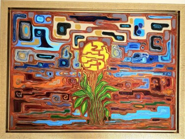 Painting titled "The Nature Dialogue" by Omar Yousef Alrashed, Original Artwork, Acrylic Mounted on Wood Stretcher frame