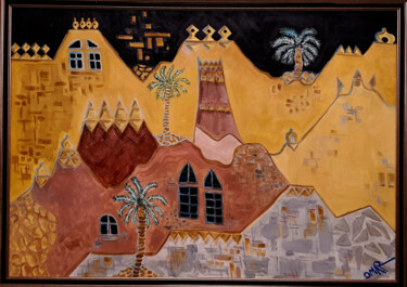 Peinture intitulée "Old town" par Omar Yousef Alrashed, Œuvre d'art originale, Acrylique
