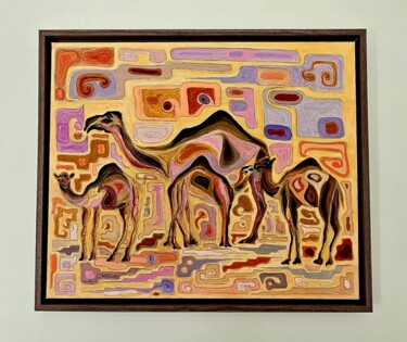 Malerei mit dem Titel "The beauty of camel…" von Omar Yousef Alrashed, Original-Kunstwerk, Acryl
