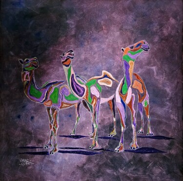 Malerei mit dem Titel "The beauty of camel…" von Omar Yousef Alrashed, Original-Kunstwerk, Acryl
