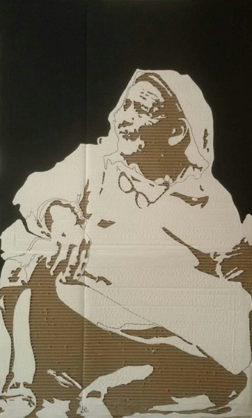 Collages intitolato "gravure sur carton" da Omar Ait Lasri, Opera d'arte originale