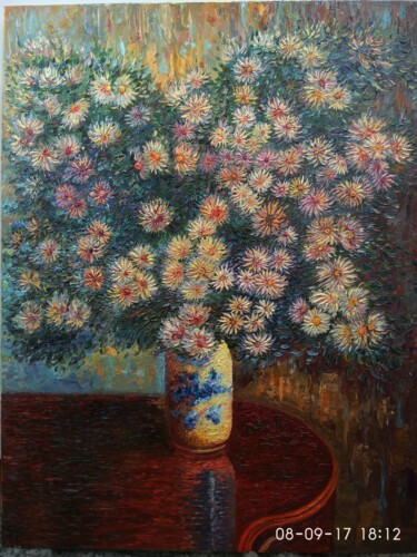 Pintura intitulada "Asters by Claude Mo…" por Daleka Olga, Obras de arte originais, Óleo
