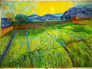 Pittura intitolato "Enclosed Field with…" da Daleka Olga, Opera d'arte originale, Olio