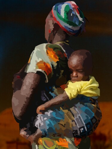 Digital Arts titled "Mother and child" by Omi Sid, Original Artwork, Photo Montage