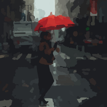 Digital Arts titled "Rain in the city" by Omi Sid, Original Artwork, Photo Montage